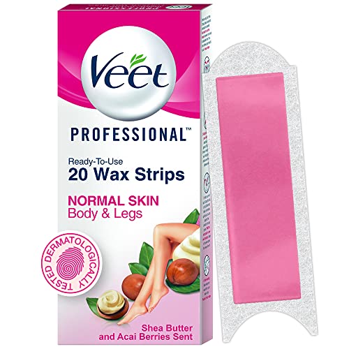 Veet Full Body Waxing Kit for Normal Skin – Front View of 20 Wax Strips Pack
